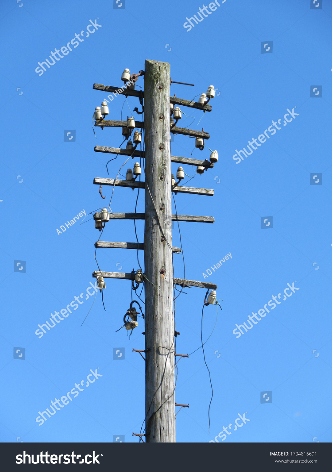 closeuptopofoldrailwaytelegraphpole