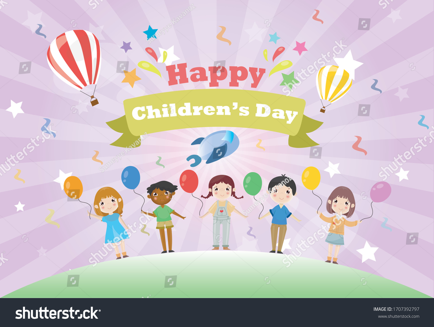 happy children's day for international children celebration. vector illustration