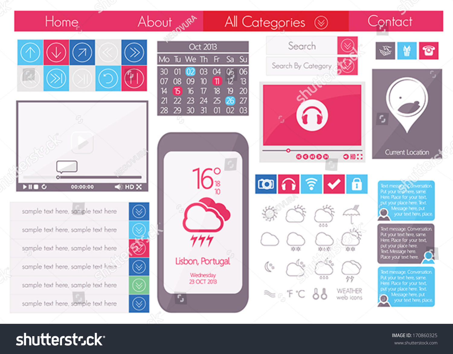 UI flat design web icon set