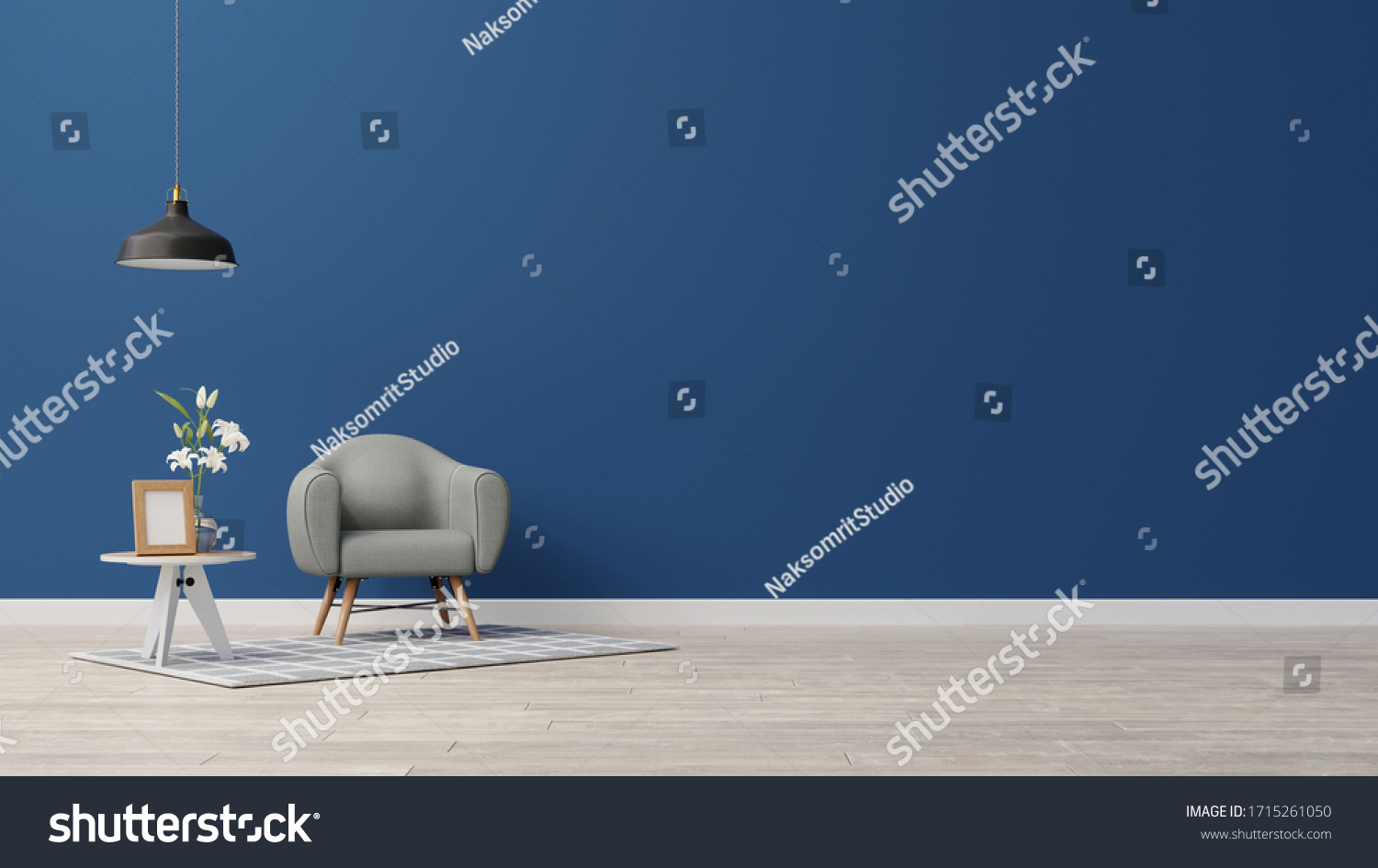 Interior poster mock up living room with colorful white sofa . 3D rendering. 
