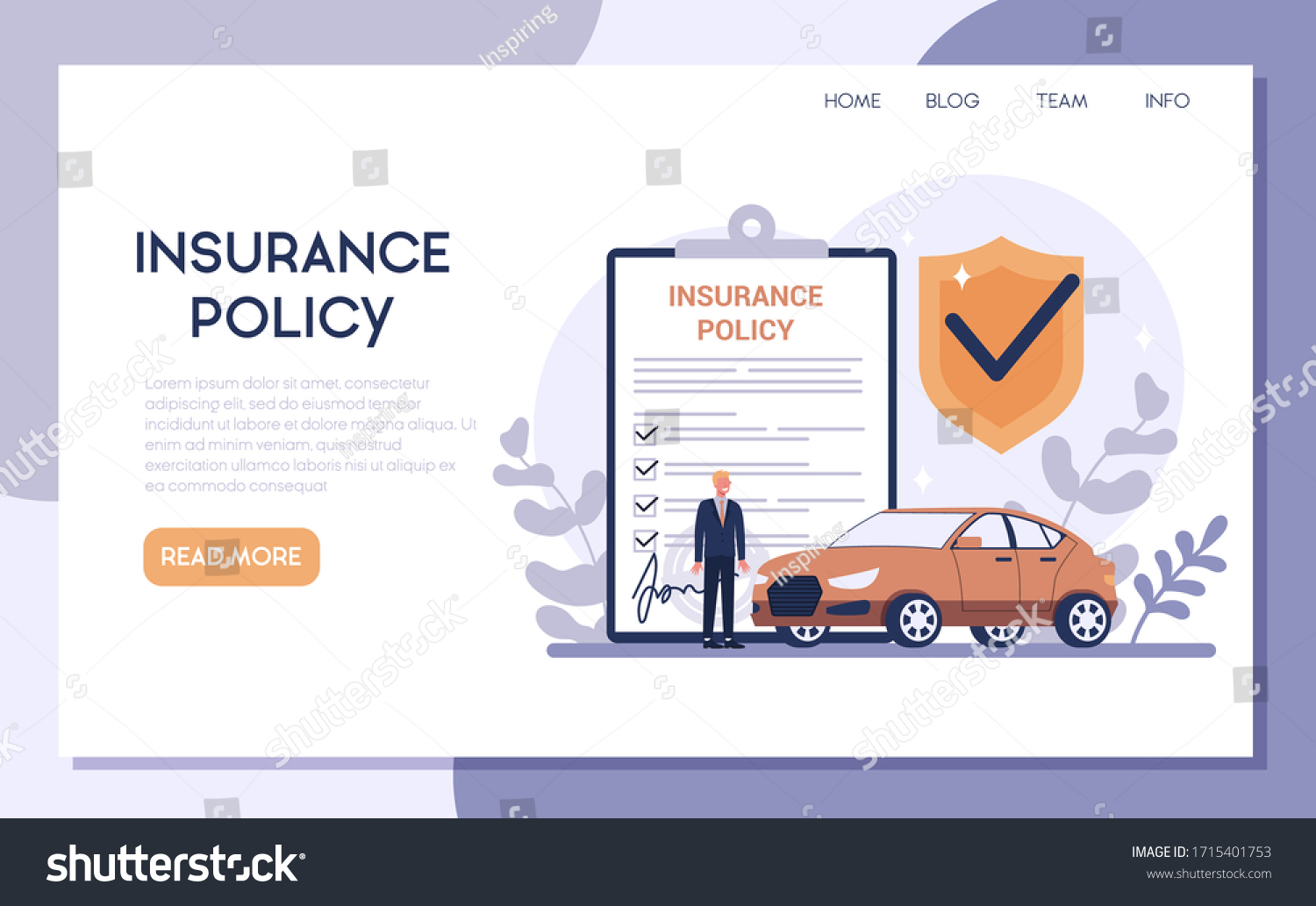 Car insurance web banner or landing page. Idea of security and protection of property and life from damage. Safety from disaster. Isolated flat vector illustration