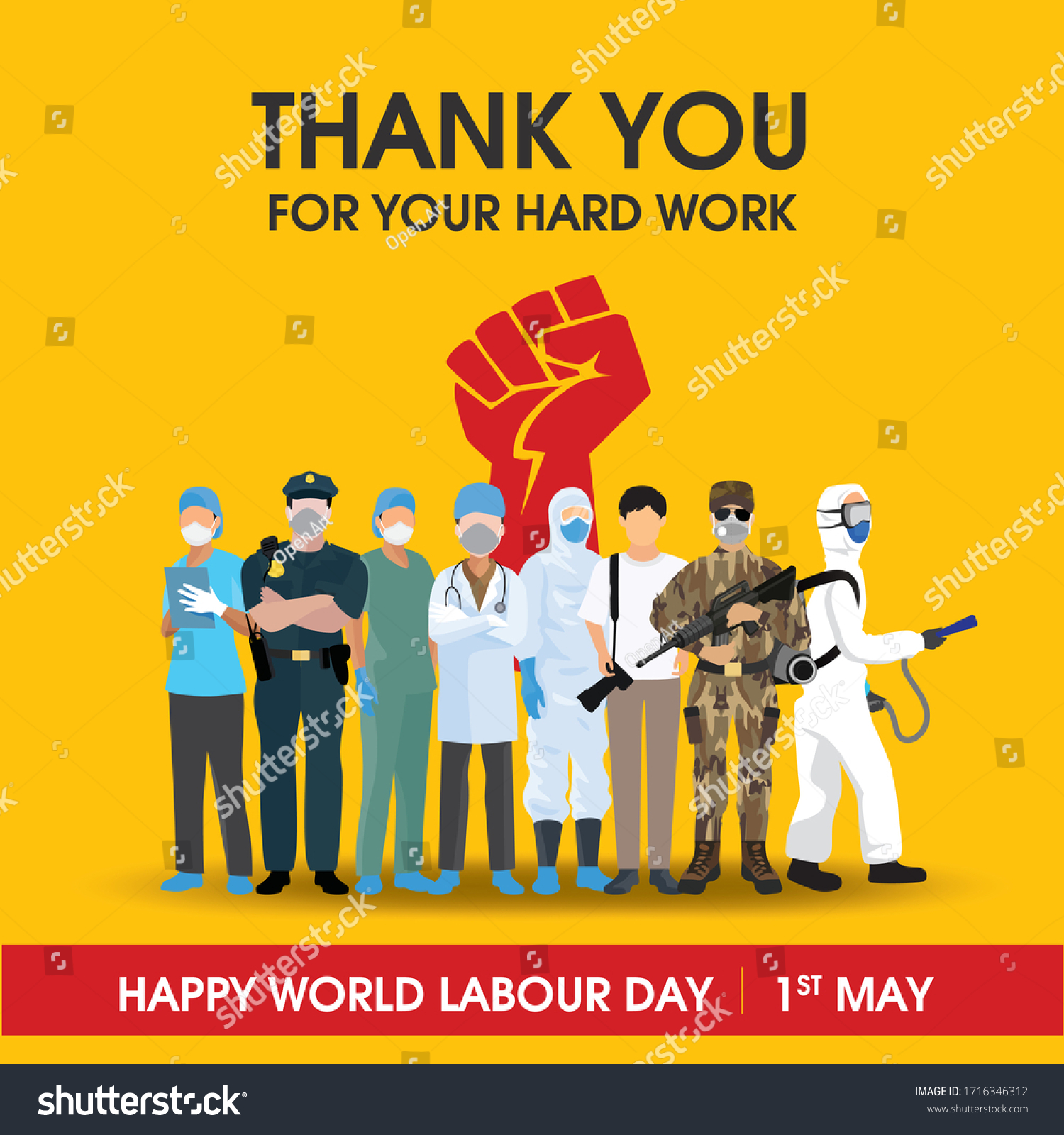 Thank you to all workers for your hard work with vector and orange background. Happy world labour day  1st may.