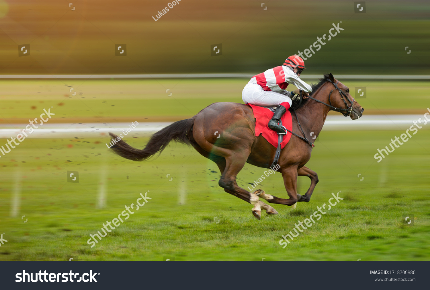 Race horse with jockeys on the home straight. Shaving effect.