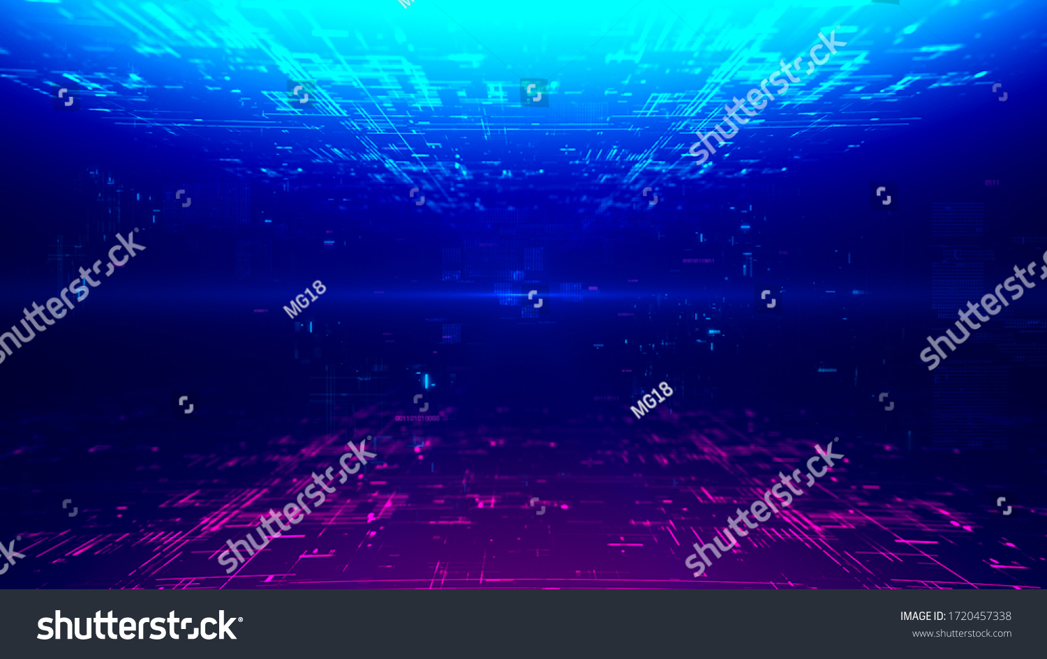Cyberpunk Neon Digital Tunnel Looped  Background 3D Rendering