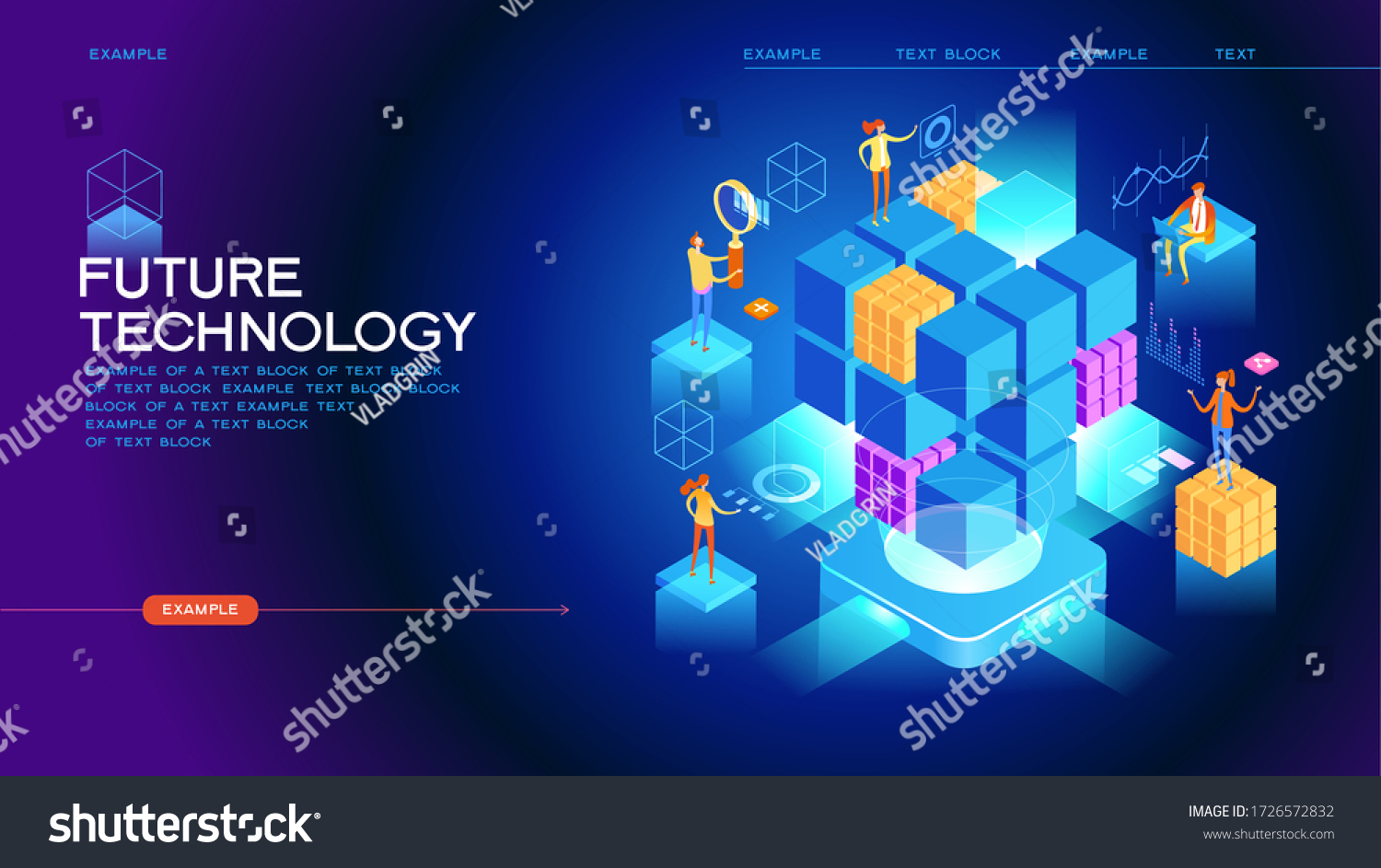 Abstract future high tech concept. Modern web technology. 3d isometric vector illustration. Page template. 