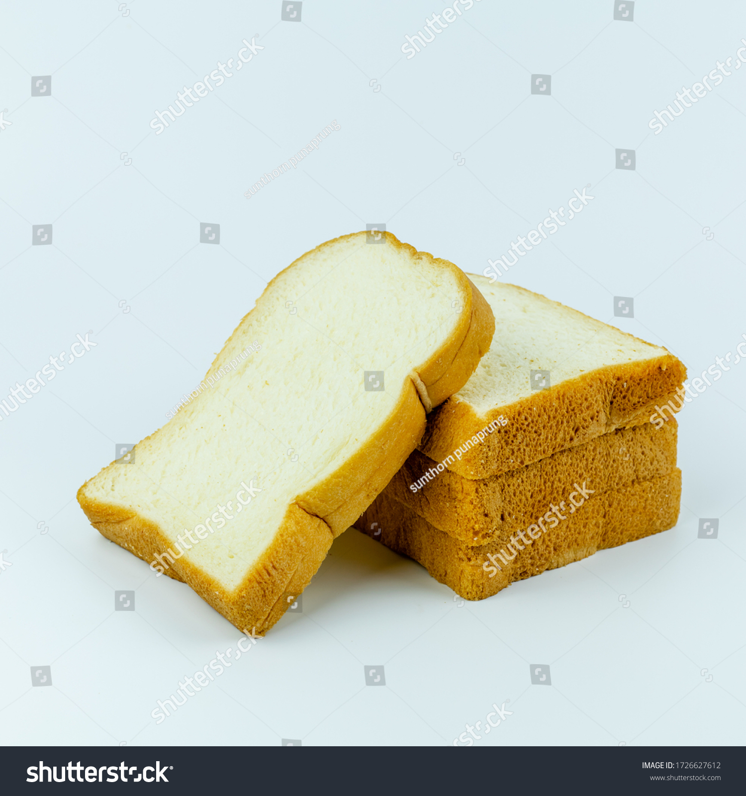 sliced white bread isolated on white background