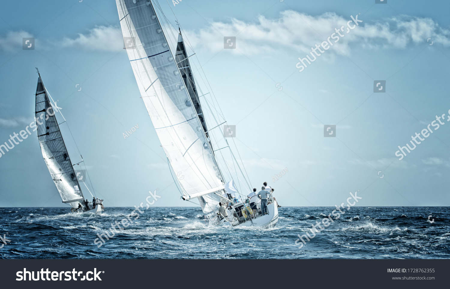 Sailing yachts regatta. Sailboats under sail in the race
