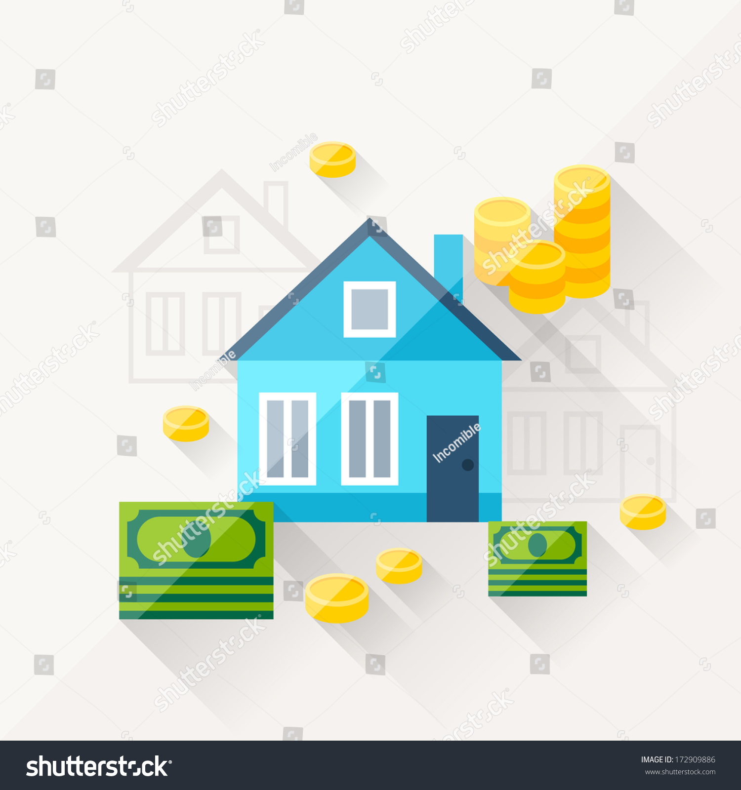 Illustration concept of mortgage in flat design style.