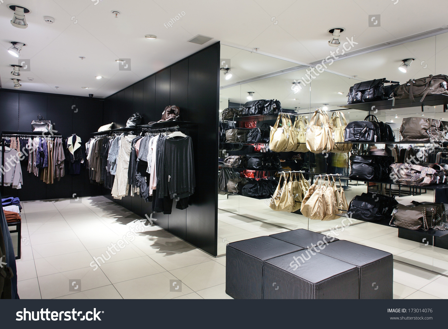 european clothing store interior in modern mall