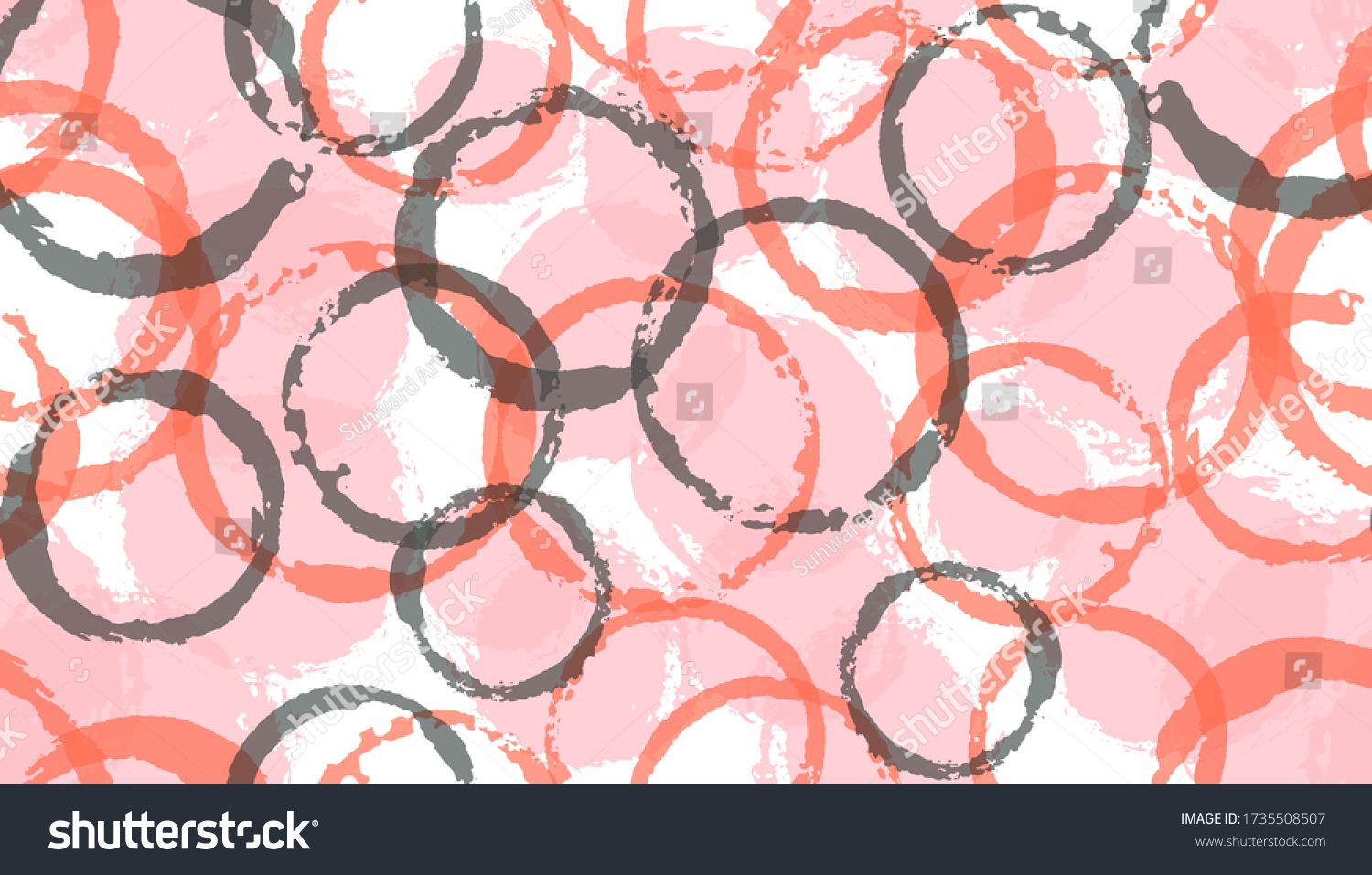Simple painted circles geometry fabric print. Circular spot overlapping elements vector seamless pattern. Grunge texture circles geometry fabric design.