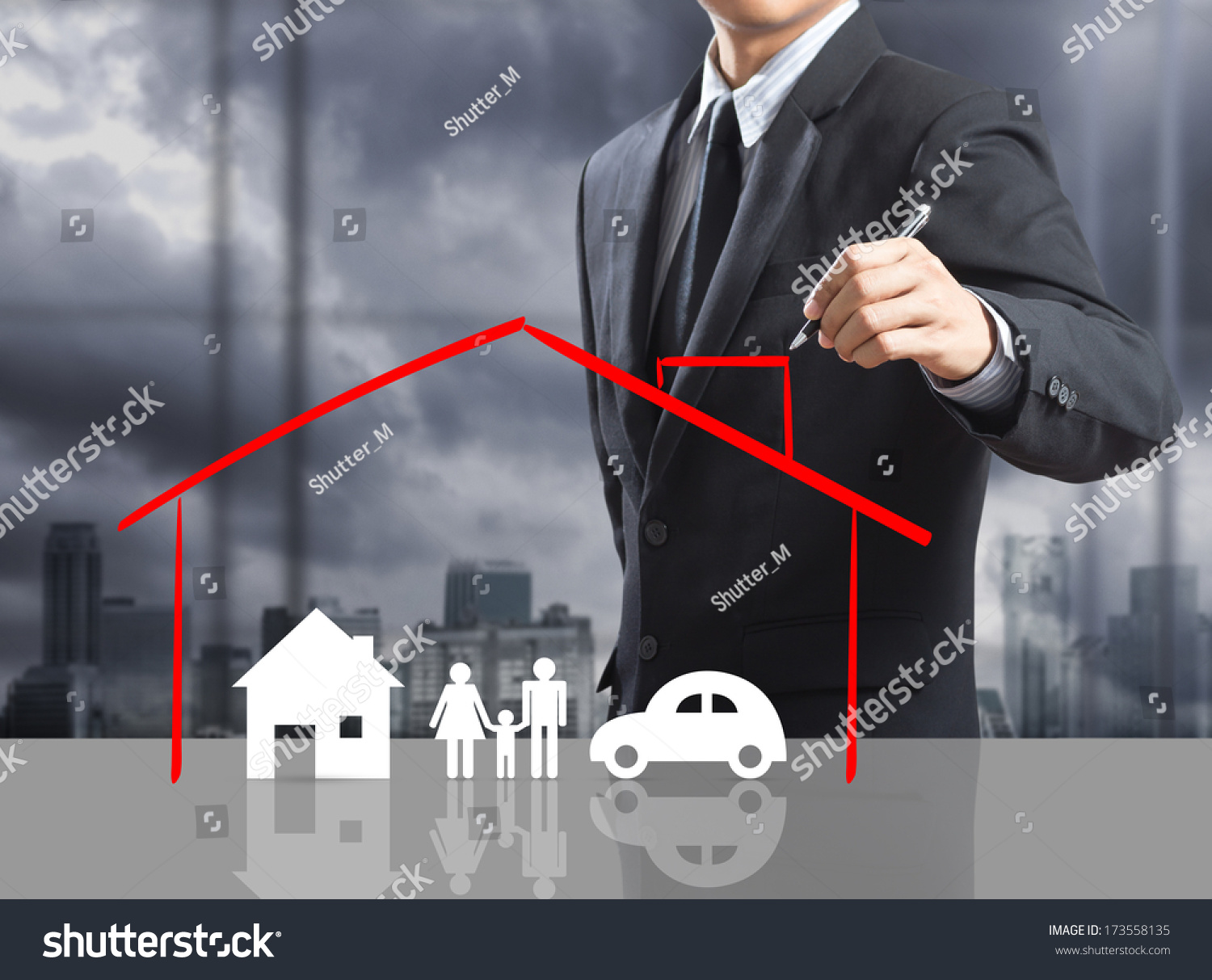 Business man drawing insurance concept