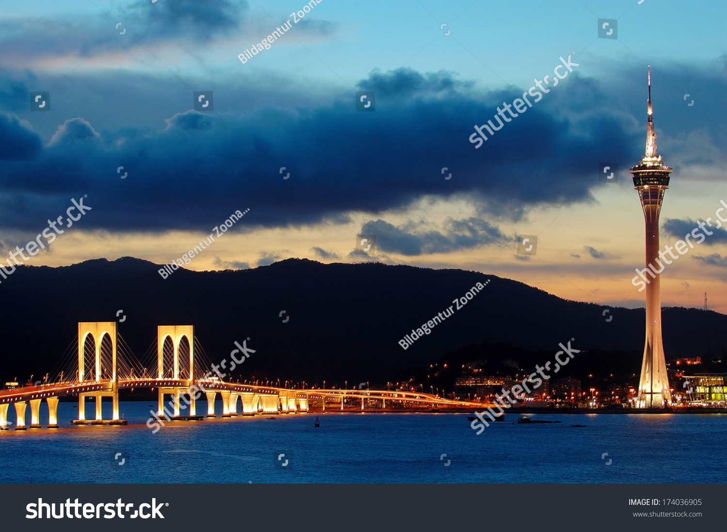 The evening of Macau city from Taipa island  China
