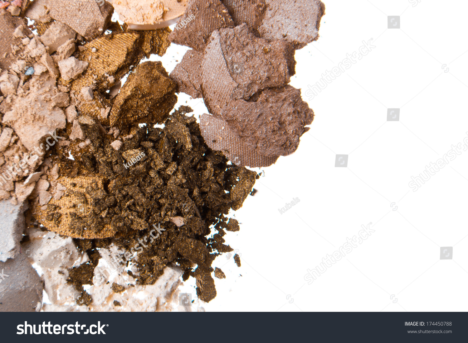 crushed eyeshadows isolated on white background