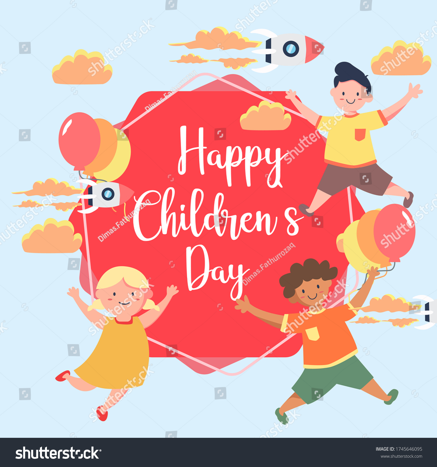 Lovely children's day composition vector design