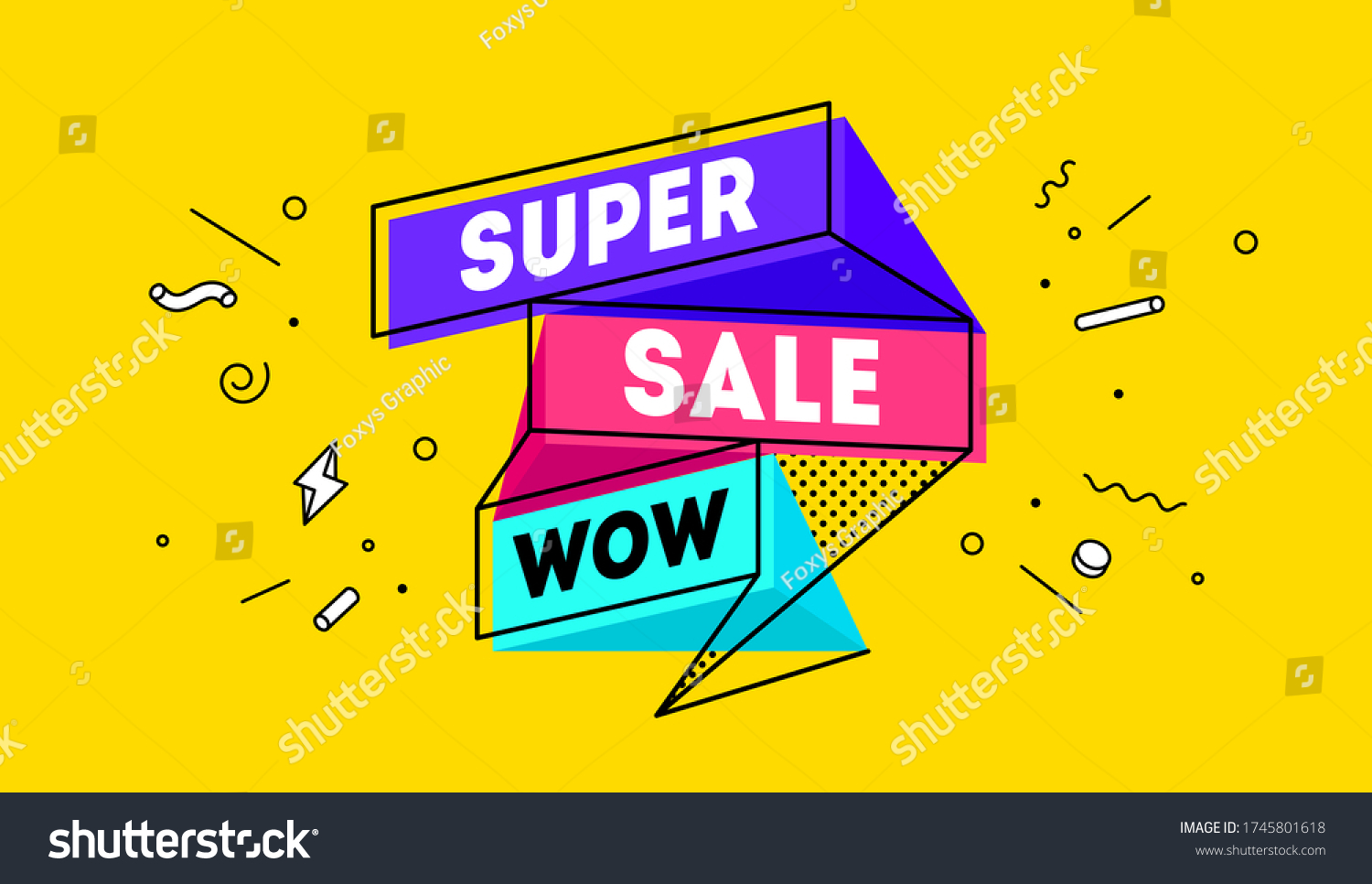 Super Sale. 3d sale banner with text Super Sale for emotion  motivation. Modern 3d colorful web template on black backdrop. Design elements for sale  discount. Vector Illustration