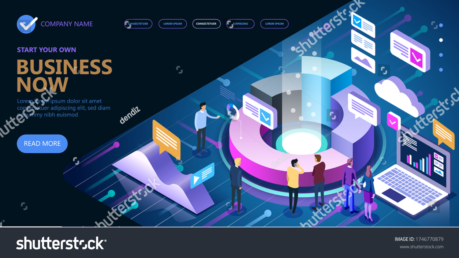 Marketing and finance vector isometric concept  Business isometric people working together and developing a successful business strategy  Vector illustration