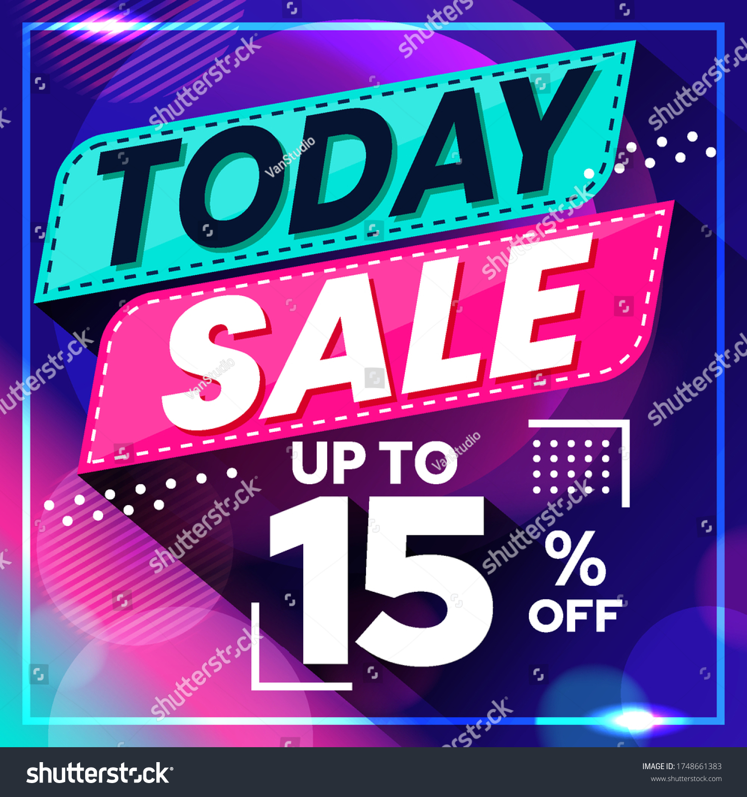 Vector graphic of Abstract Colorful Today Sale 15 Percent Banner Background. Perfect for Retail  Brochure  Banner  Business  Selling  etc