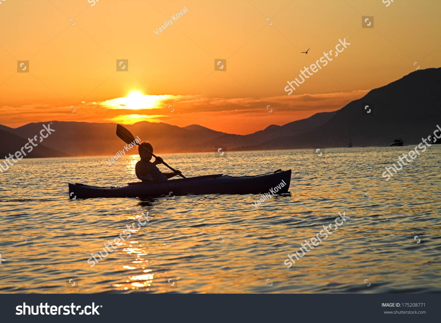 Summer sunset kayaking in Montenegro