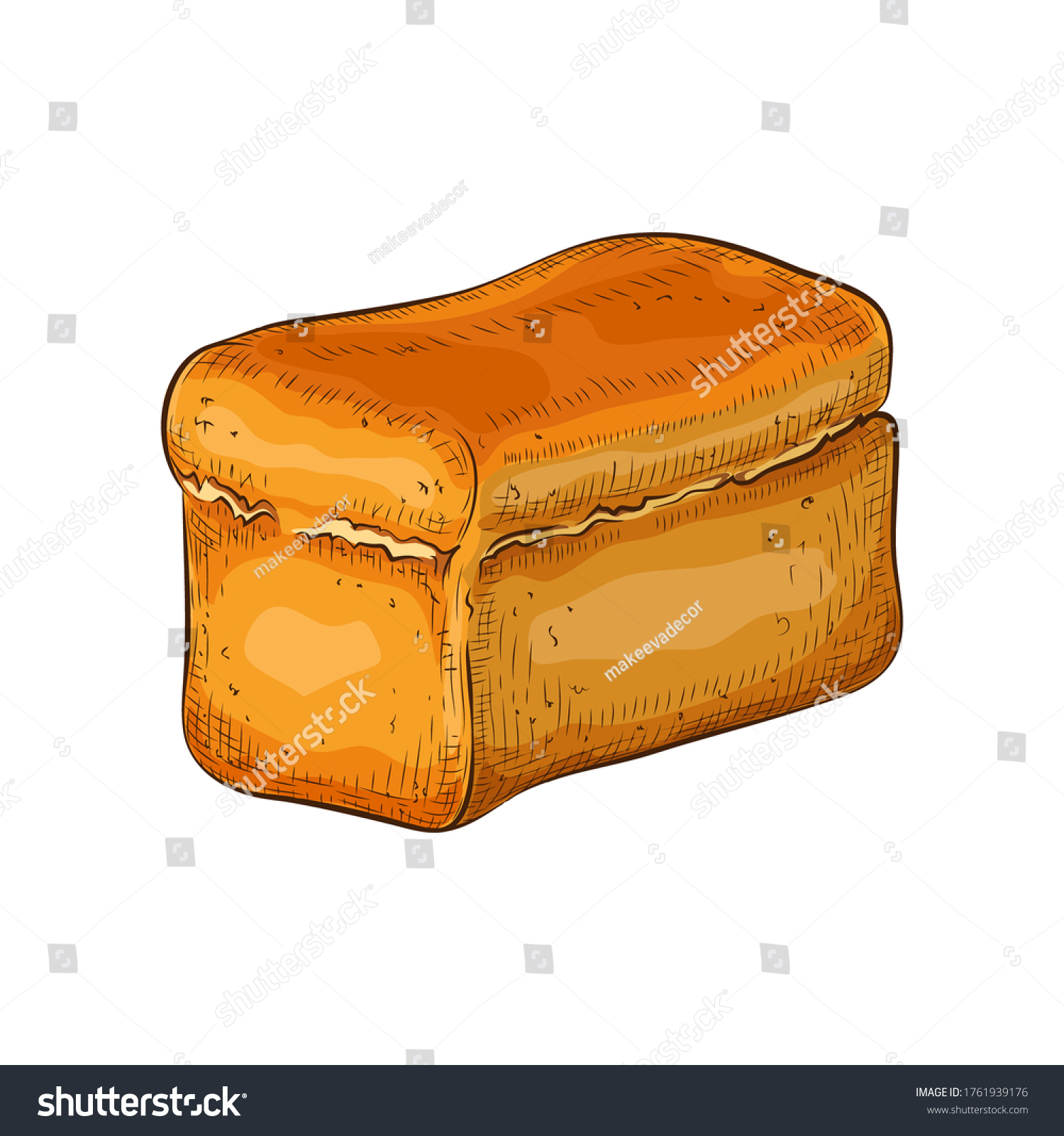 whitesquareloafdoodleiconfreshbakedwholegrainbreadvectorcolored