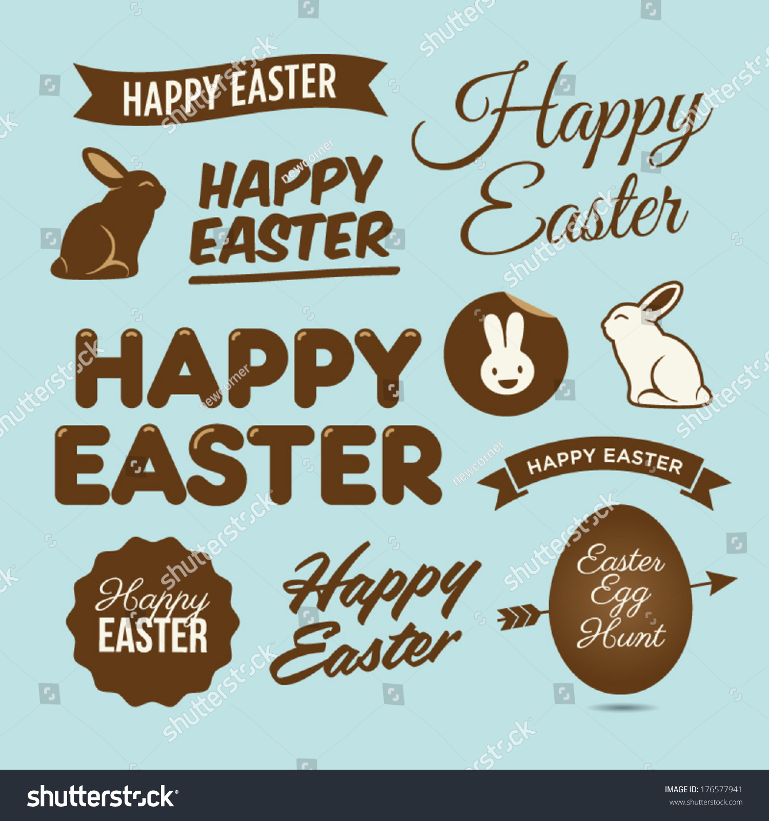 happy easter design elements badges and labels