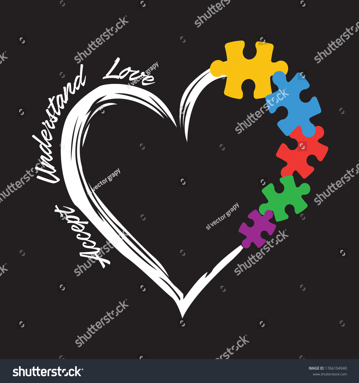 Accept Understand Love Autism Awareness tshirt design vector back background