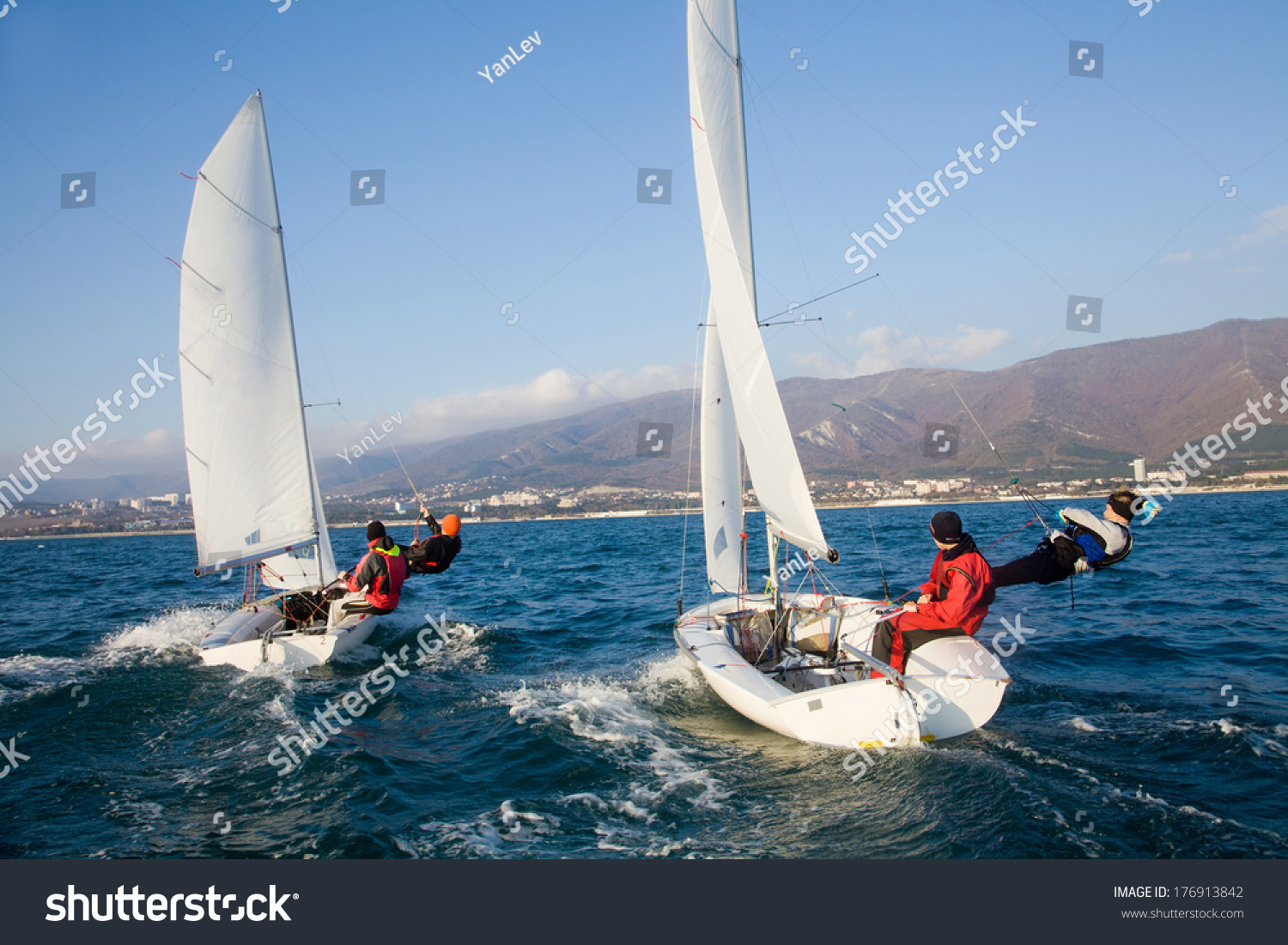 Racing Sailboat in the sea on a sunny day