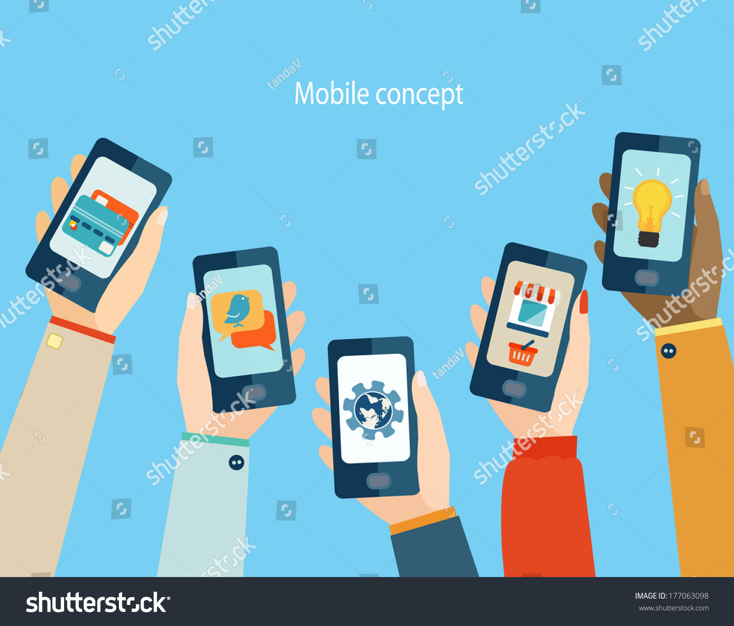 Concept for mobile apps  Flat design vector illustration.