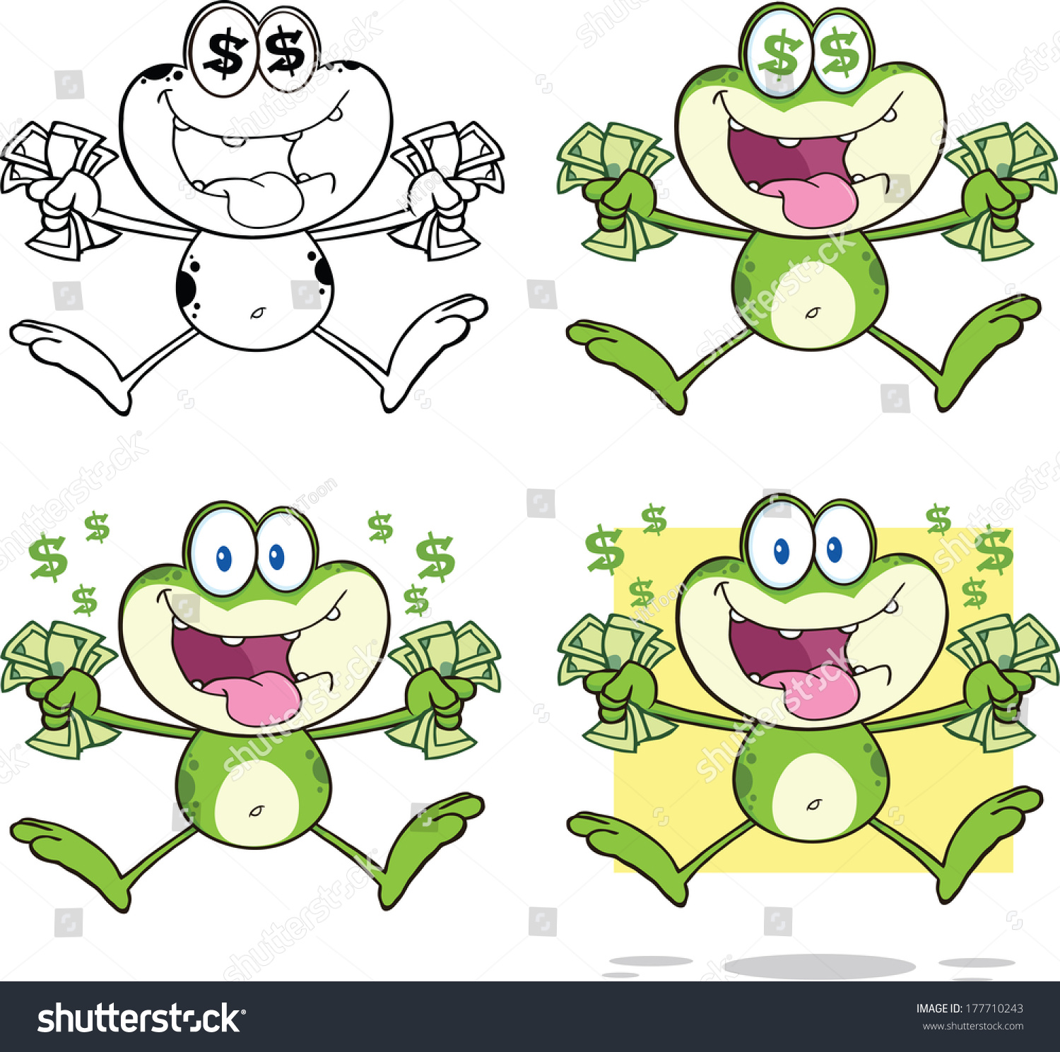 Frog Cartoon Mascot Character 7. Vector Collection Set