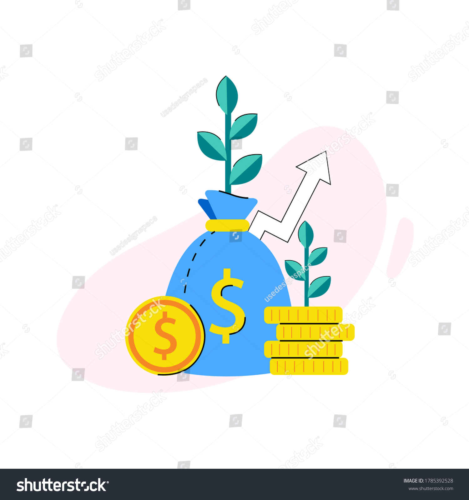 To make your money grow positively. User should do an investation for better value in future. Vector Illustration about Finance