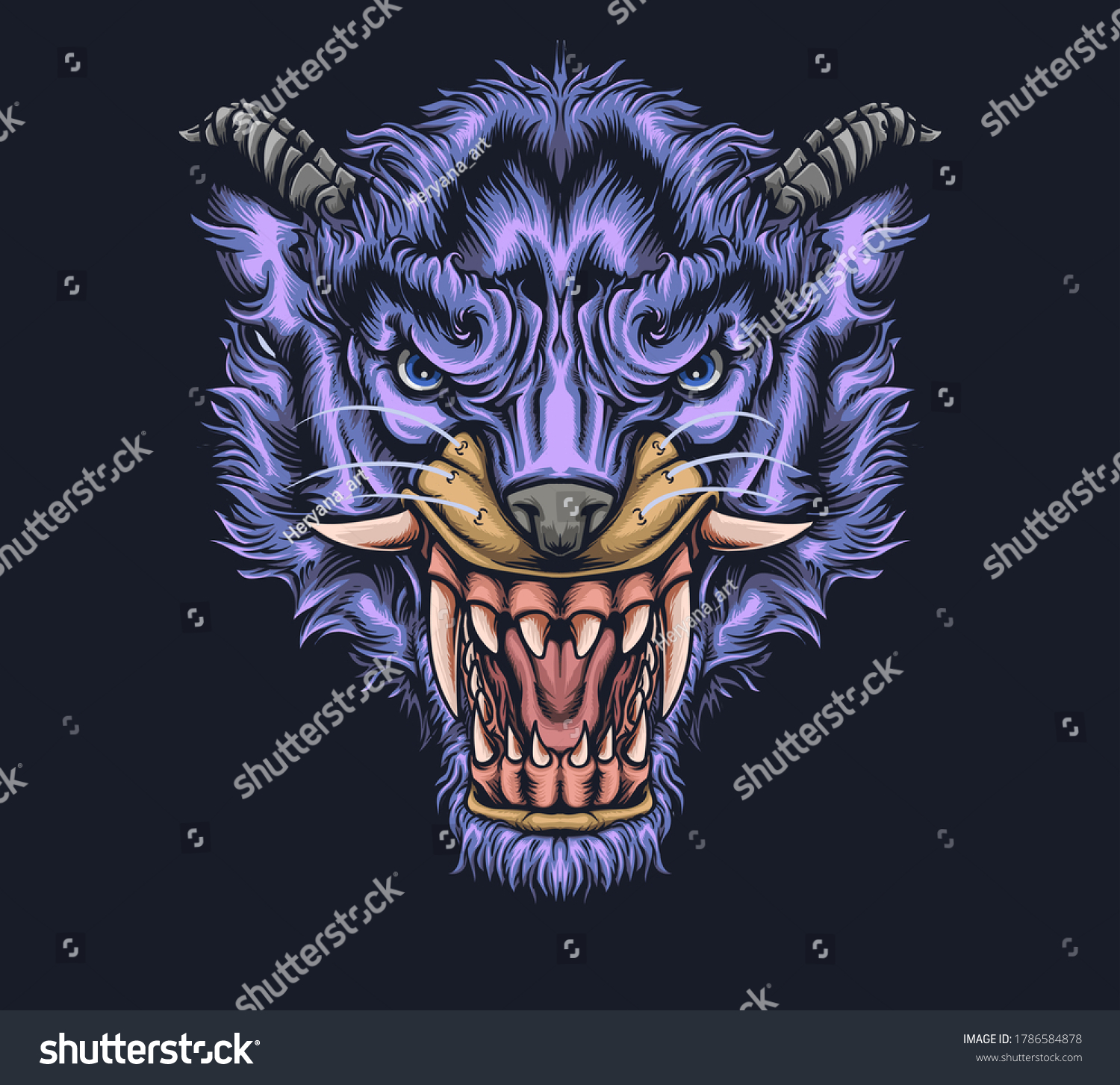 the roar of a small blue-horned tiger