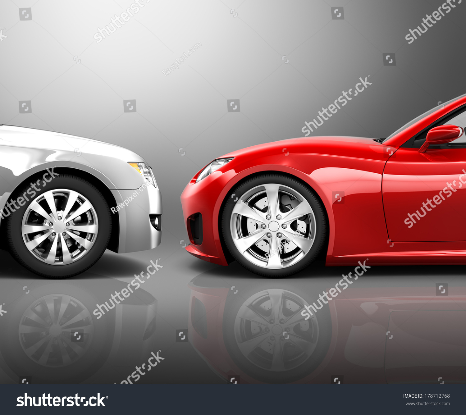 Two 3D Cars in Frontal Crash