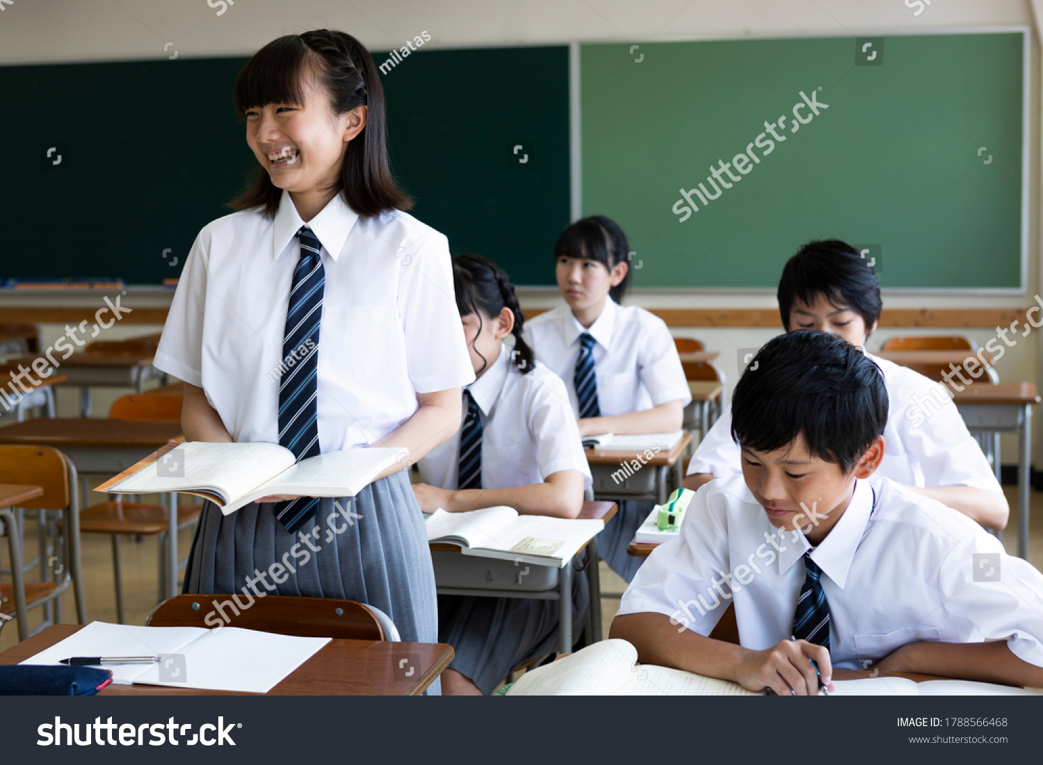 Junior high school class scene