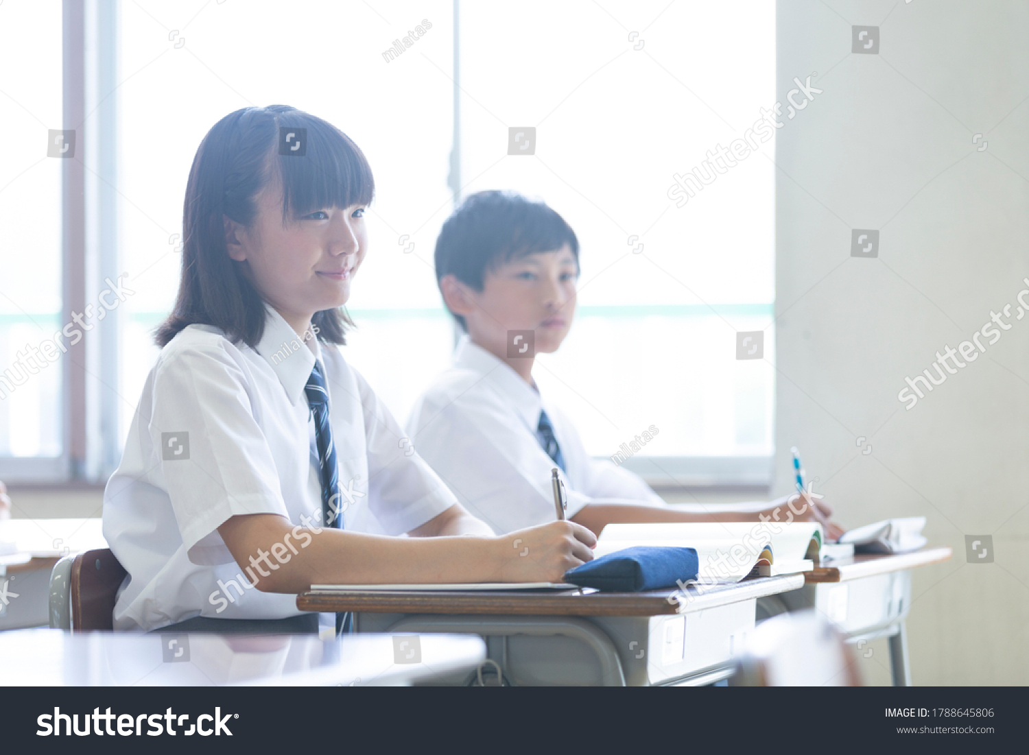 Junior high school class scene