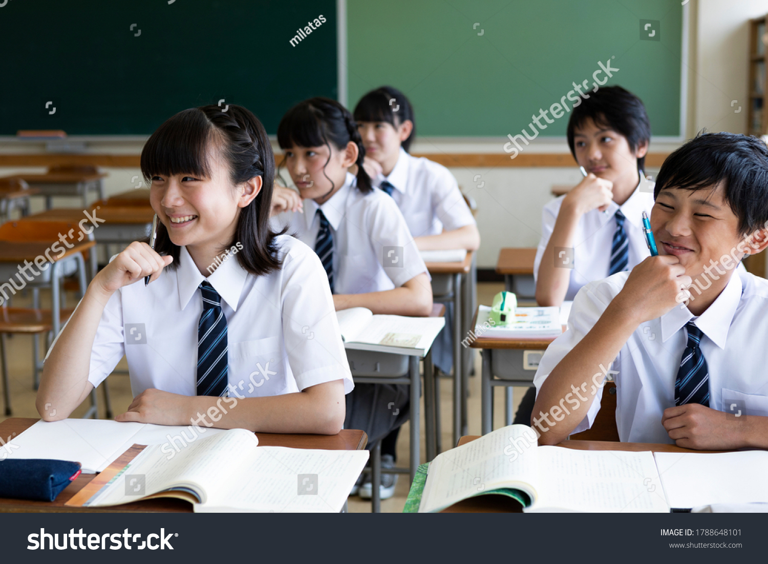 Junior high school class scene