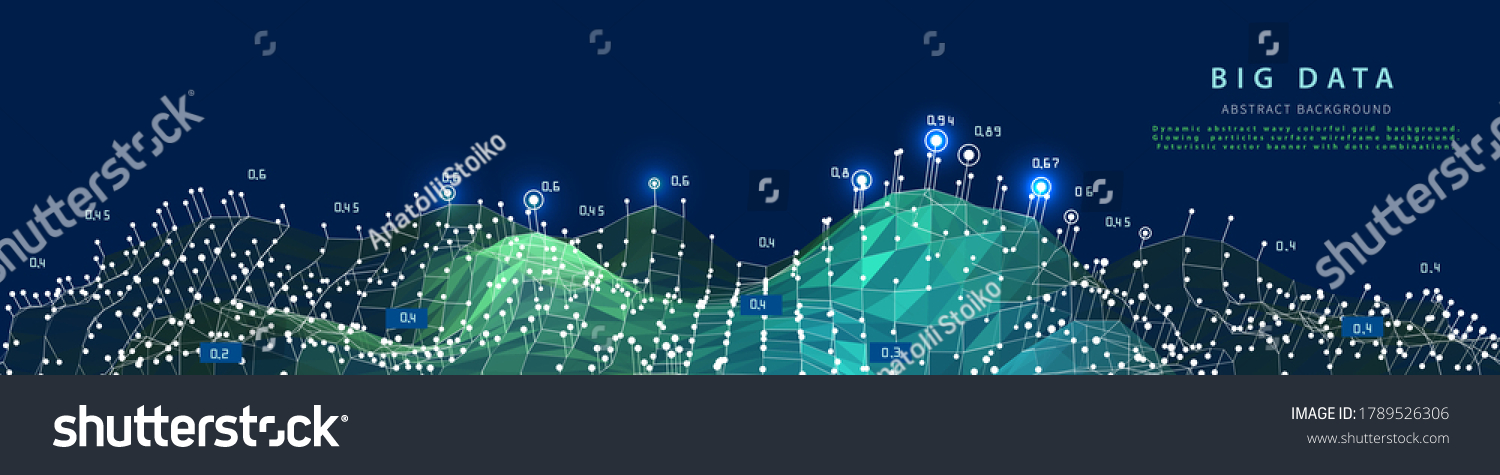 Big data. Abstract visualization polygonal algorithm analyze data. Quantum cryptography concept. Blockchain. Analytics algorithms data.  Banner for bussines  science and techology. 