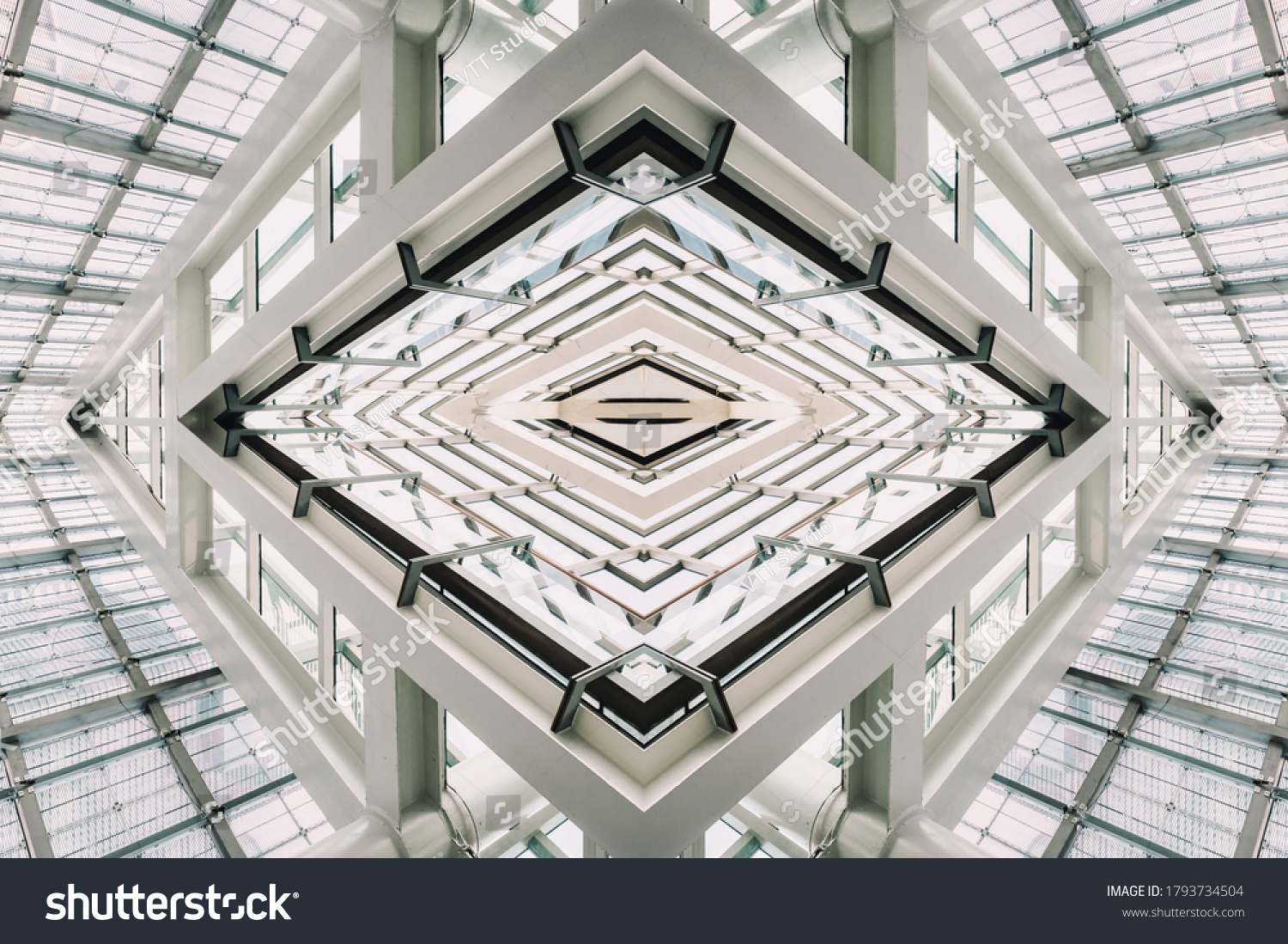 Architecture detail Modern geometric Glass Steel facade Building Futuristic background