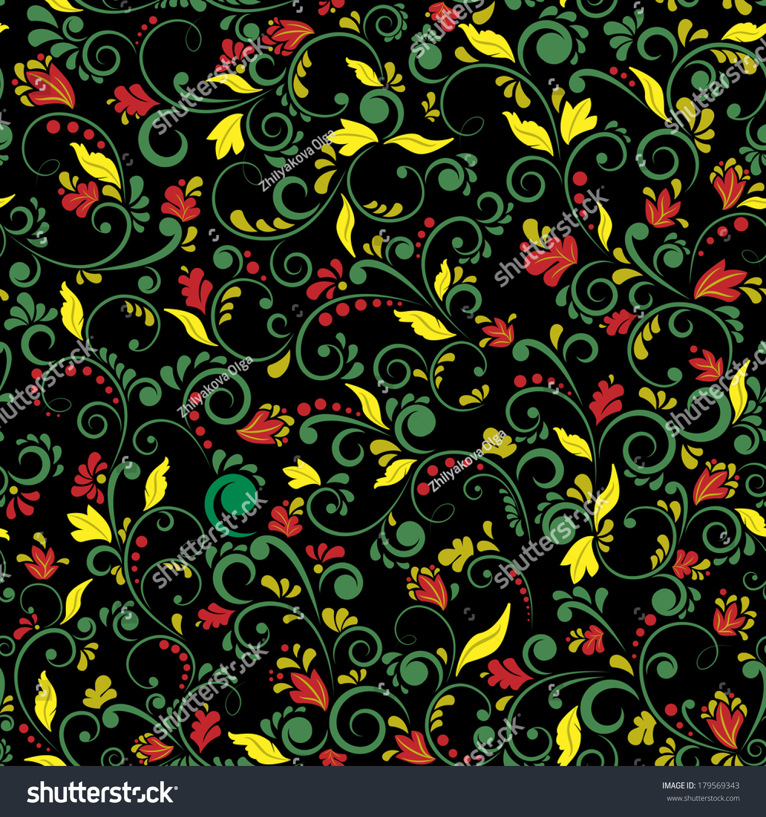 Seamless pattern on black background