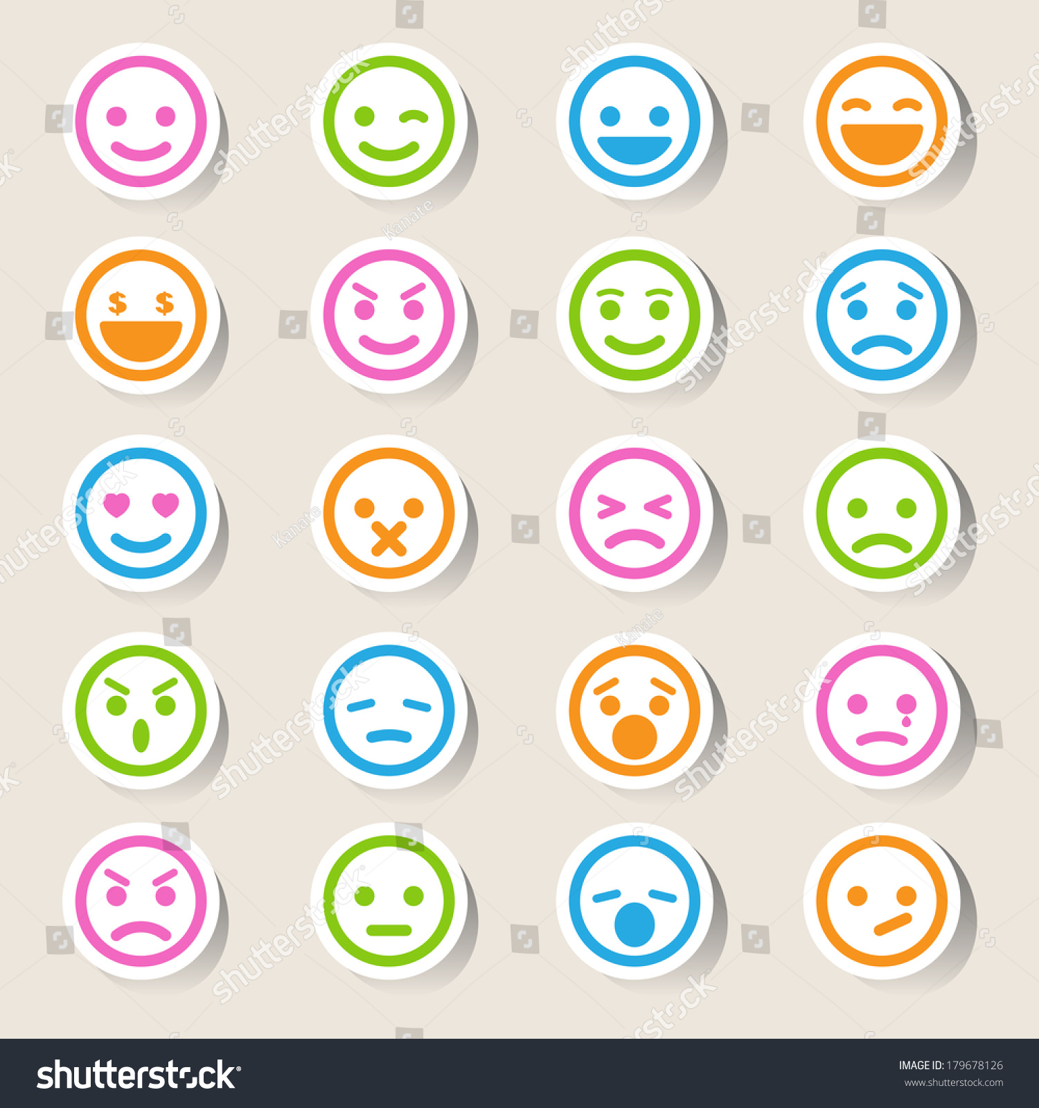 Smiley faces icons set.Illustration eps10