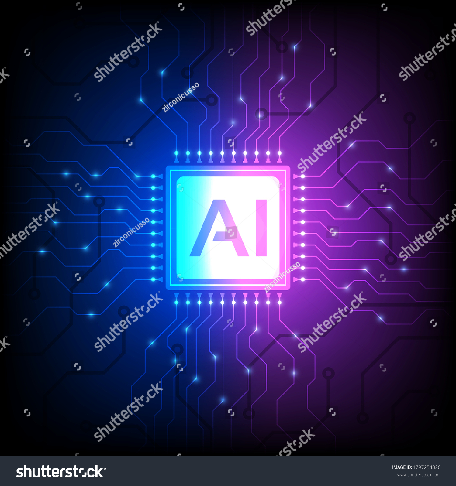 Artificial intelligence  ai analysis with processor chip