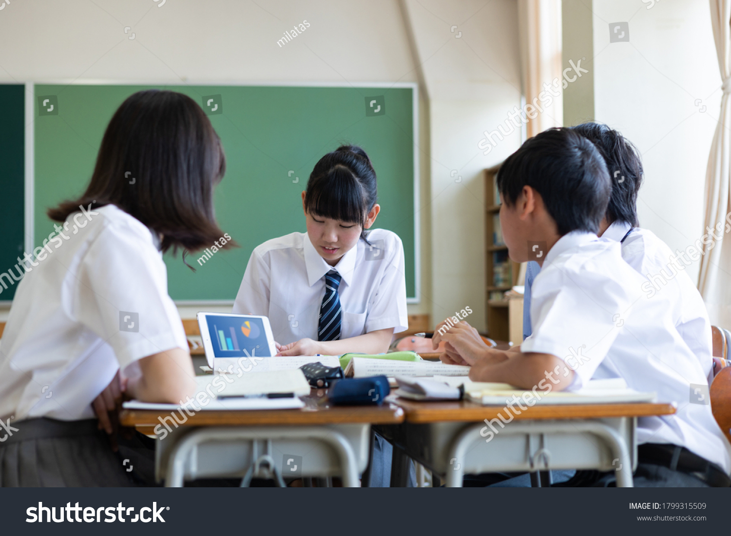 Junior high school class scene