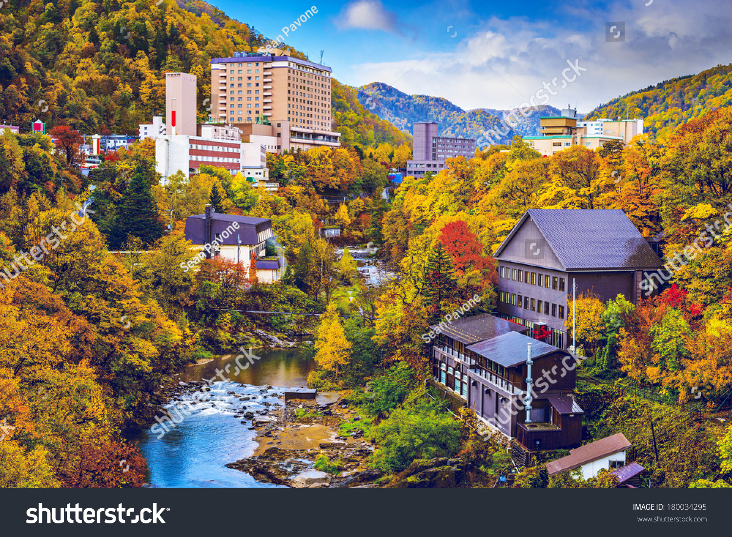 Jozankei  Japan hot spring resort town during the autumn season.