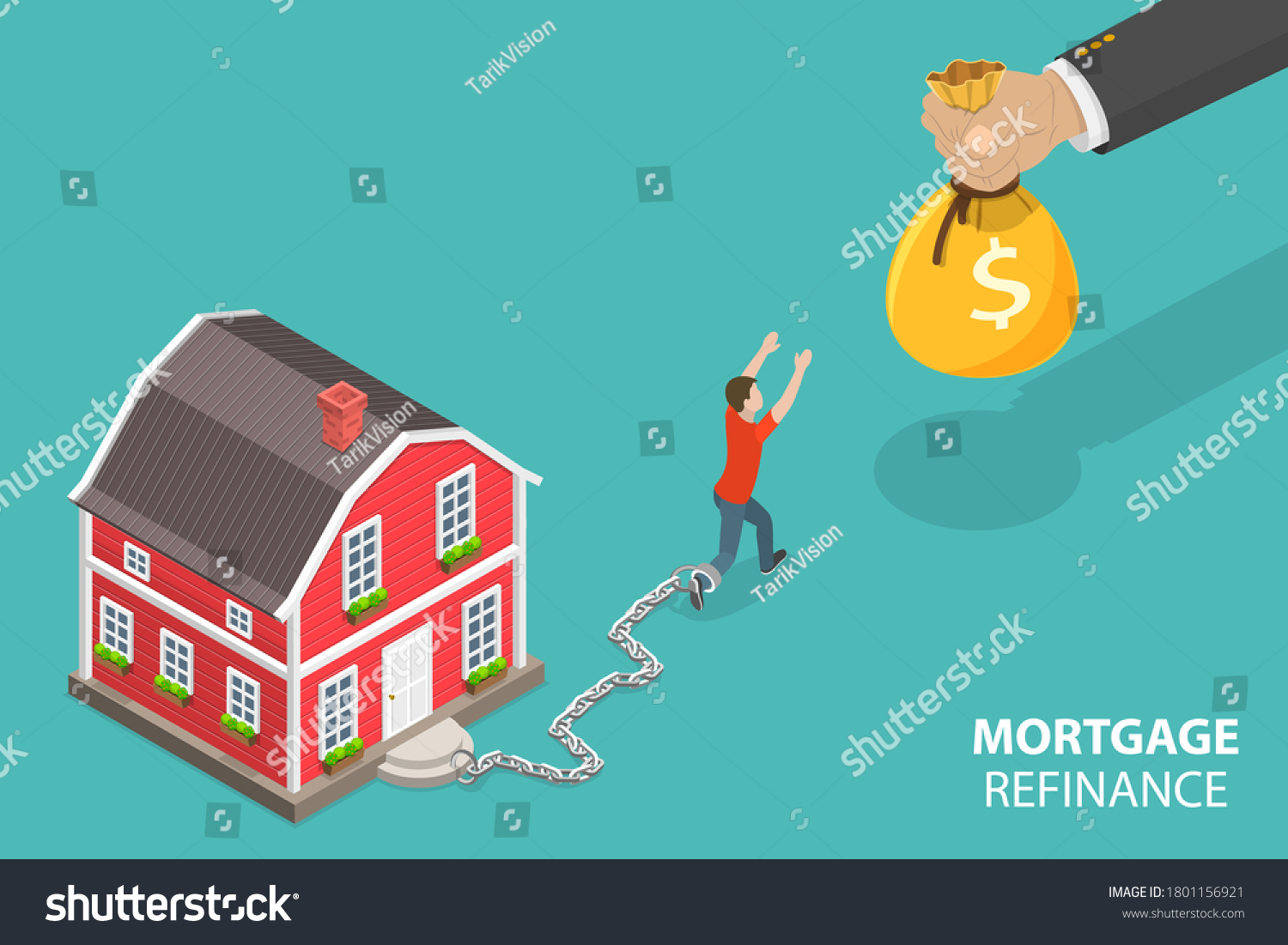 3D Isometric Flat Vector Conceptual Illustration of Mortgage Refinance  Home Loan Restructuring.