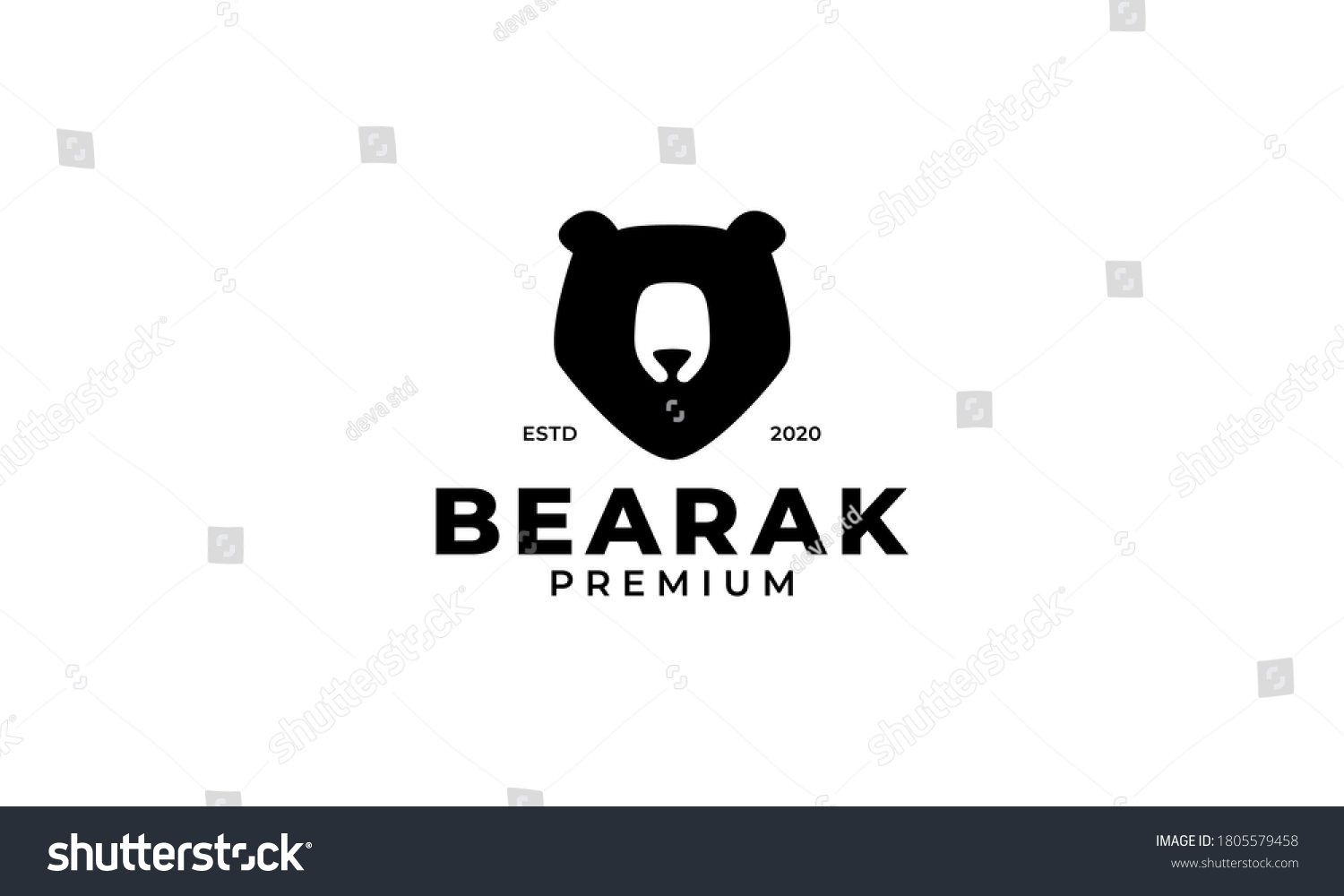 Grizzly bear or honey bear or polar bear head face silhouette logo design icon