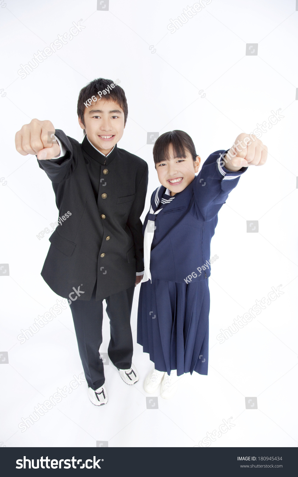 Junior high Japanese men and women cheering up