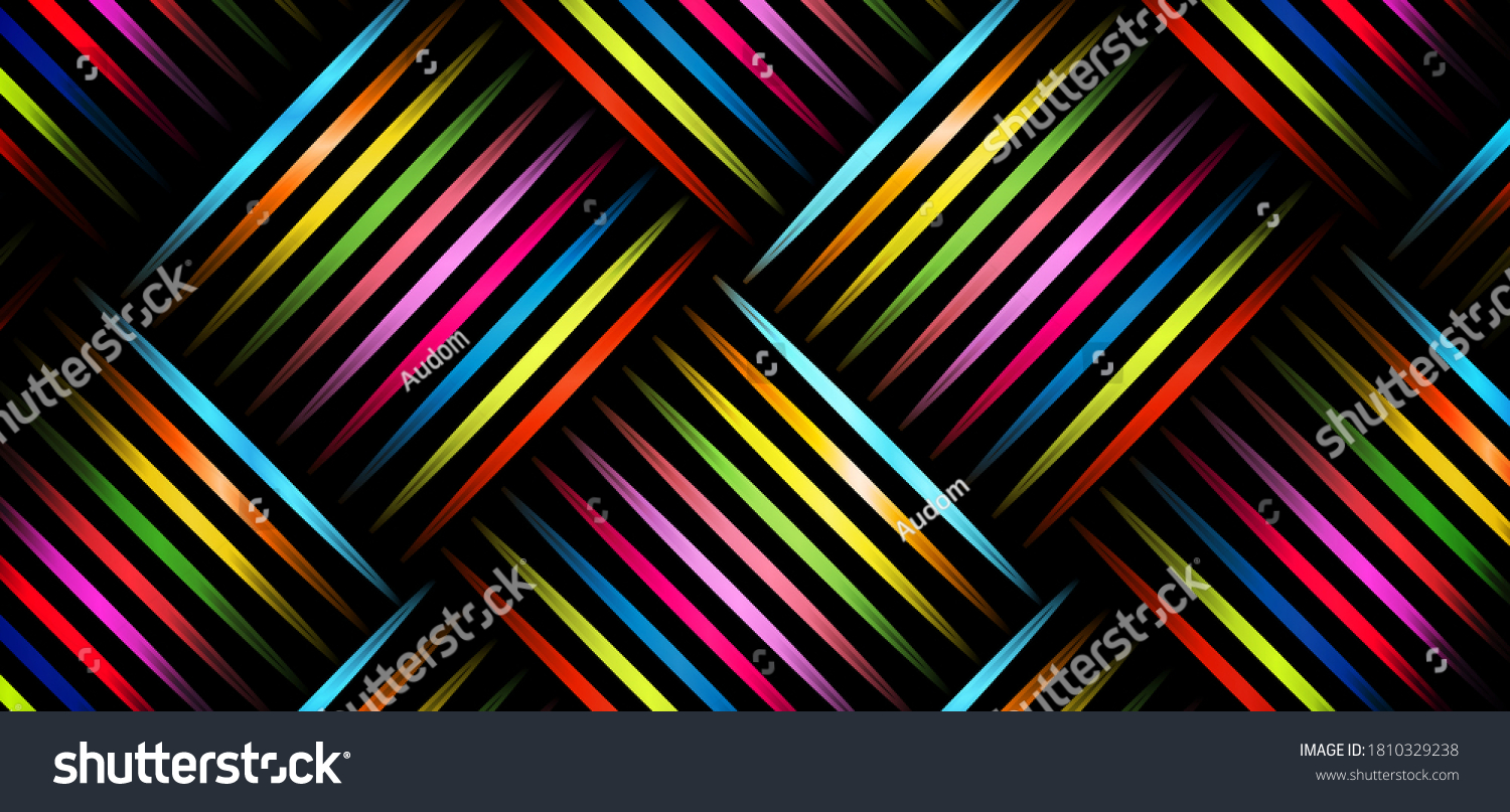Abstract vibrant colorful diagonal stripe pattern on black background. Vector illustration