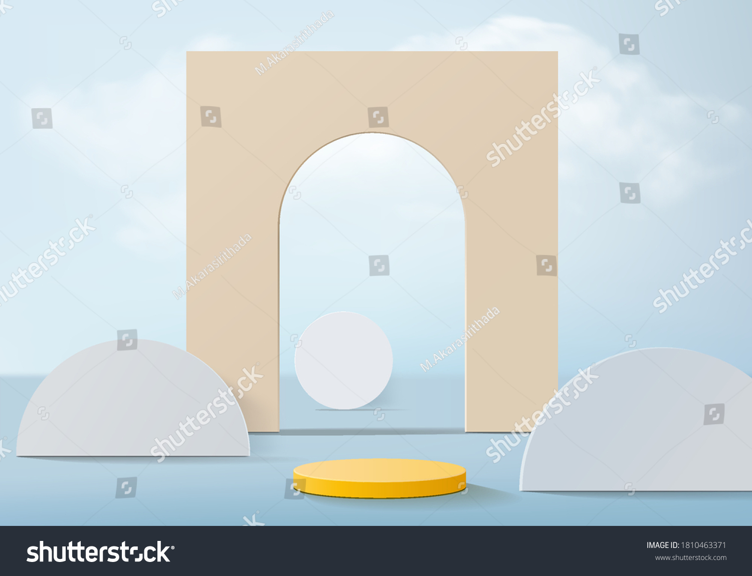 Cylinder abstract minimal scene with geometric platform. Summer background vector 3d rendering with podium. stand to show cosmetic products. Stage Showcase on pedestal modern 3d studio blue pastel