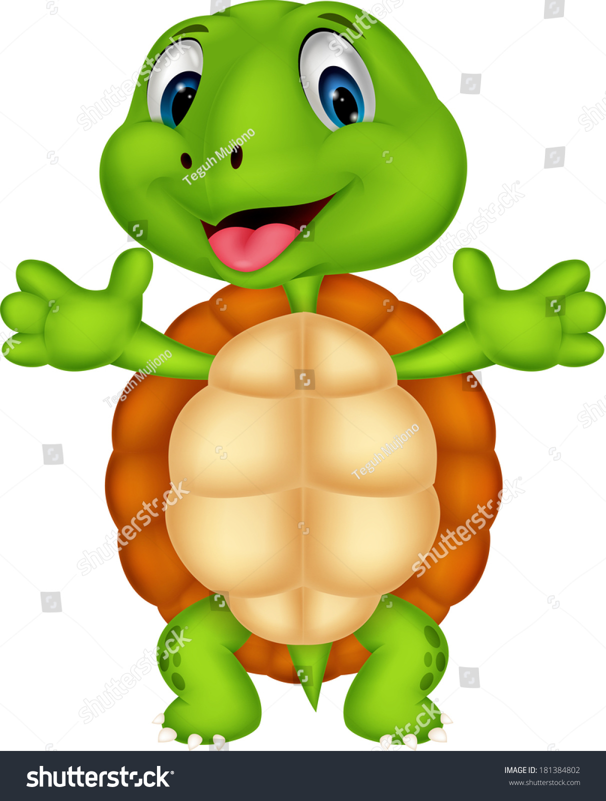 cute turtle cartoon posing