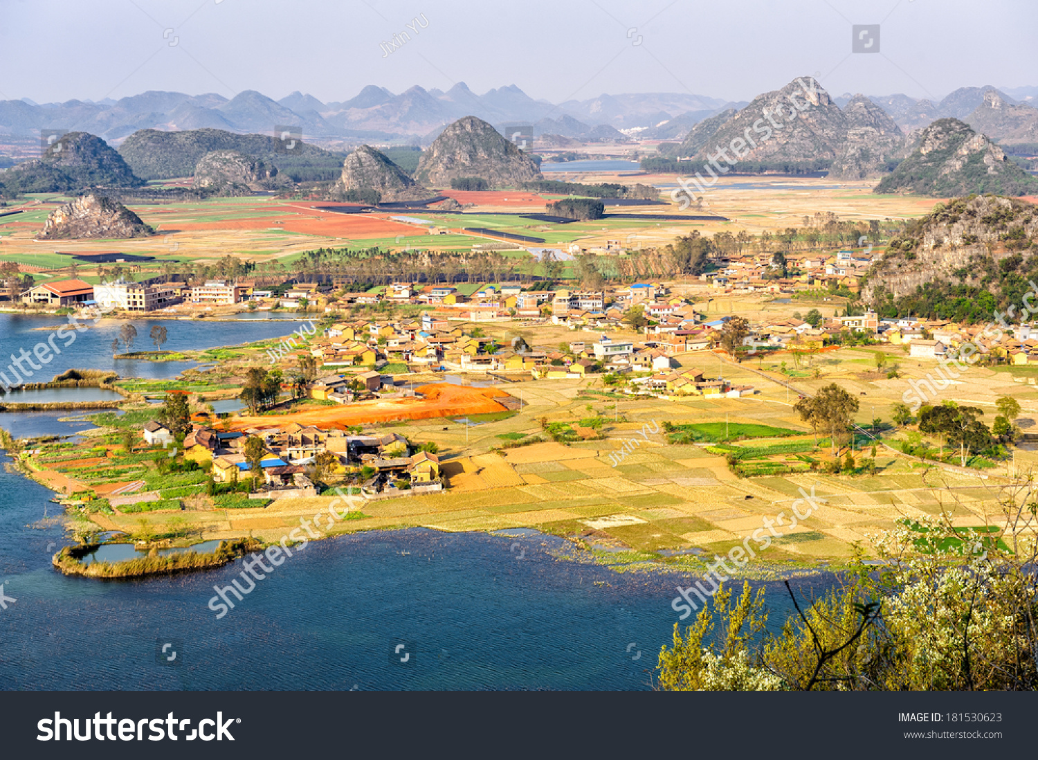 The puzhehei county under the sunset in Yunnan province of China.