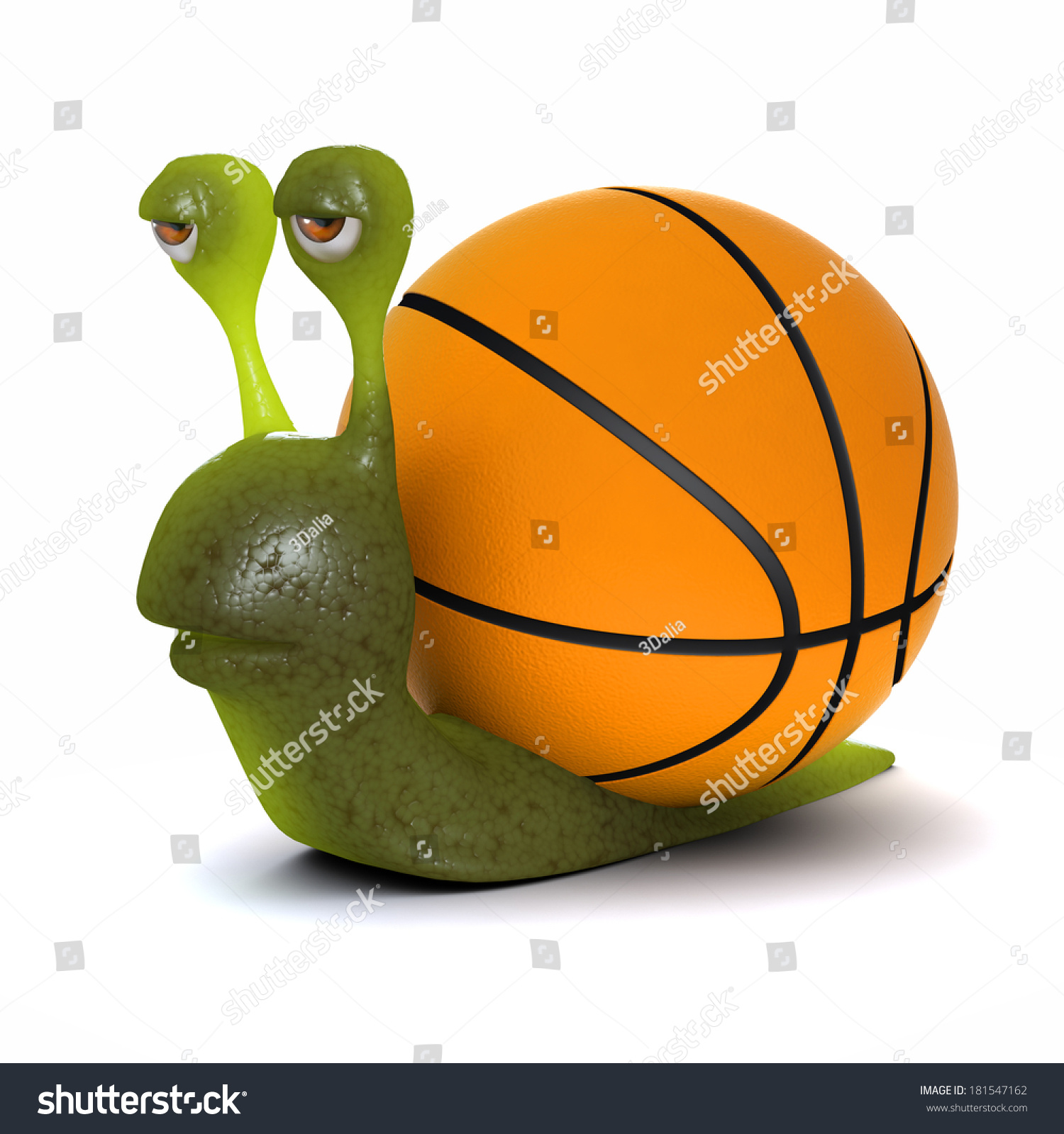 3d render of a snail with a basketball shell