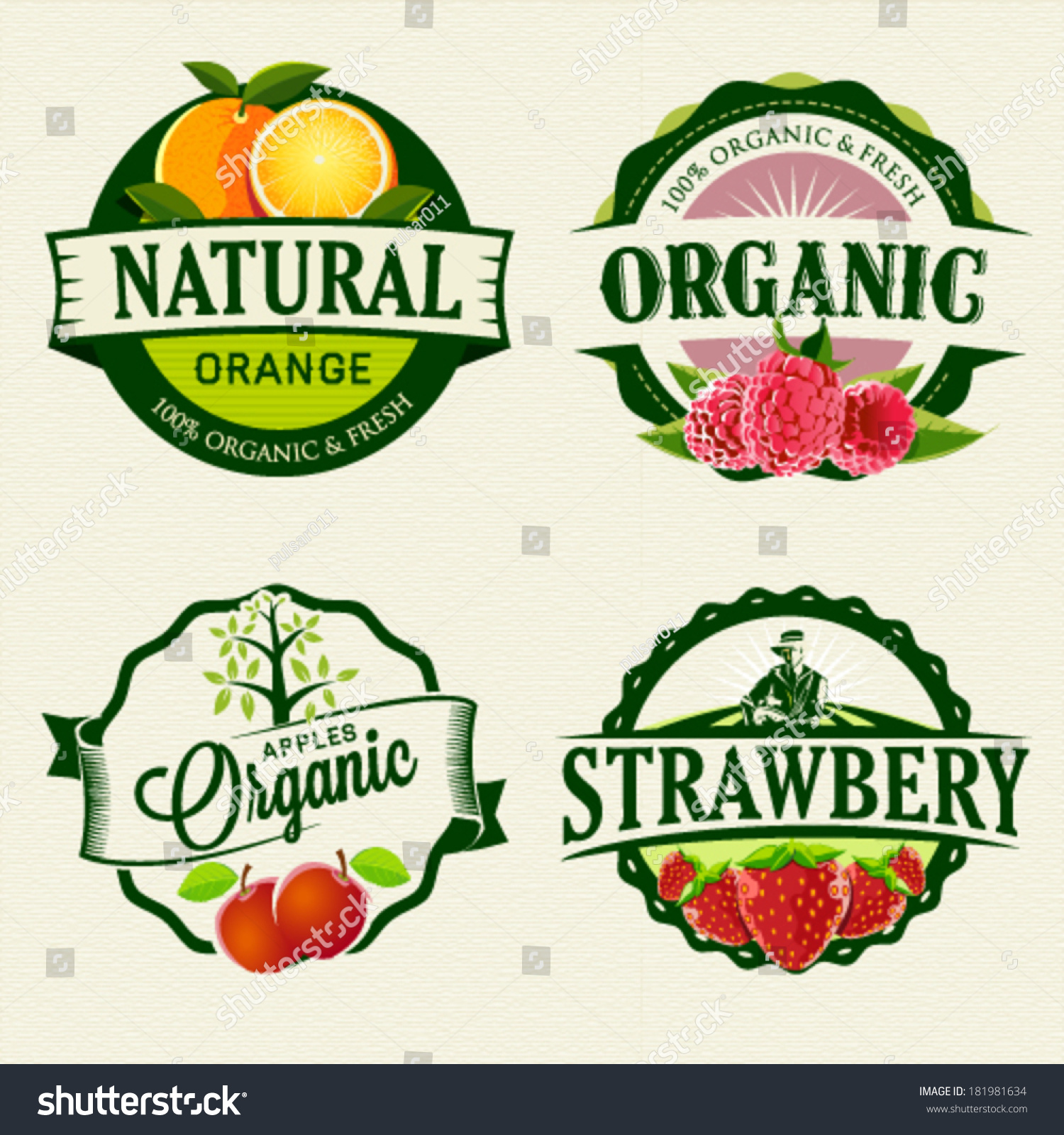 Set of Fresh & Organic labels